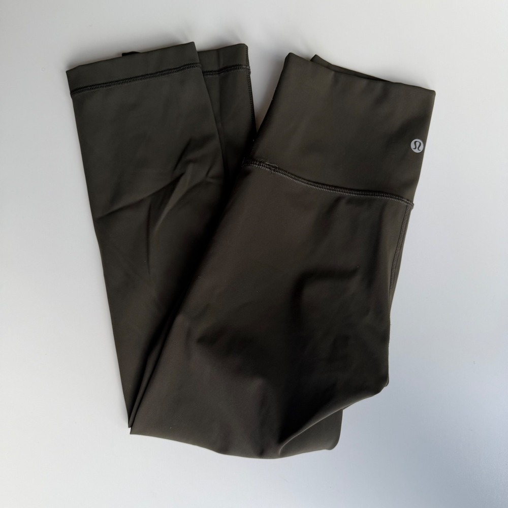 LULULEMON Wunder Under Crop Leggings Dark Olive High Rise Women's Size 4 Yoga